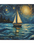 Canvas Gallery print Starry Night Sailboat (Not by Vincent Van Gogh)