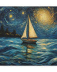 Canvas Gallery print Starry Night Sailboat (Not by Vincent Van Gogh)