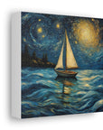 Canvas Gallery print Starry Night Sailboat (Not by Vincent Van Gogh)