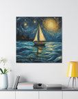 Canvas Gallery print Starry Night Sailboat (Not by Vincent Van Gogh)