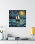 Canvas Gallery print Starry Night Sailboat (Not by Vincent Van Gogh)