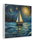 Canvas Gallery print Starry Night Sailboat (Not by Vincent Van Gogh)