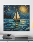 Canvas Gallery print Starry Night Sailboat (Not by Vincent Van Gogh)