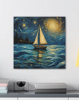 Canvas Gallery print Starry Night Sailboat (Not by Vincent Van Gogh)